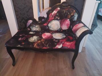 Antiek telefoon bankje chaise longue brocante barok bloemen 