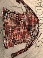 Gabriella K. top – maat 52 – bruin/zwart/rood dessin, Kleding | Dames, Bruin, Maat 46/48 (XL) of groter, Ophalen of Verzenden