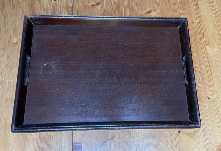 Vintage Art Deco Donker Massief Houten Dienblad jaren 30, Antiek en Kunst, Curiosa en Brocante, Ophalen of Verzenden