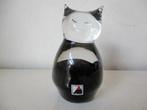 Vintage Bohemia kat poes kater zwart en helder glas beeldje, Antiek en Kunst, Antiek | Glas en Kristal, Ophalen of Verzenden