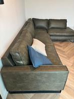 Gloednieuw! Prachtige grote donkergroene leren hoekbank, Ophalen, Nieuw, Leer