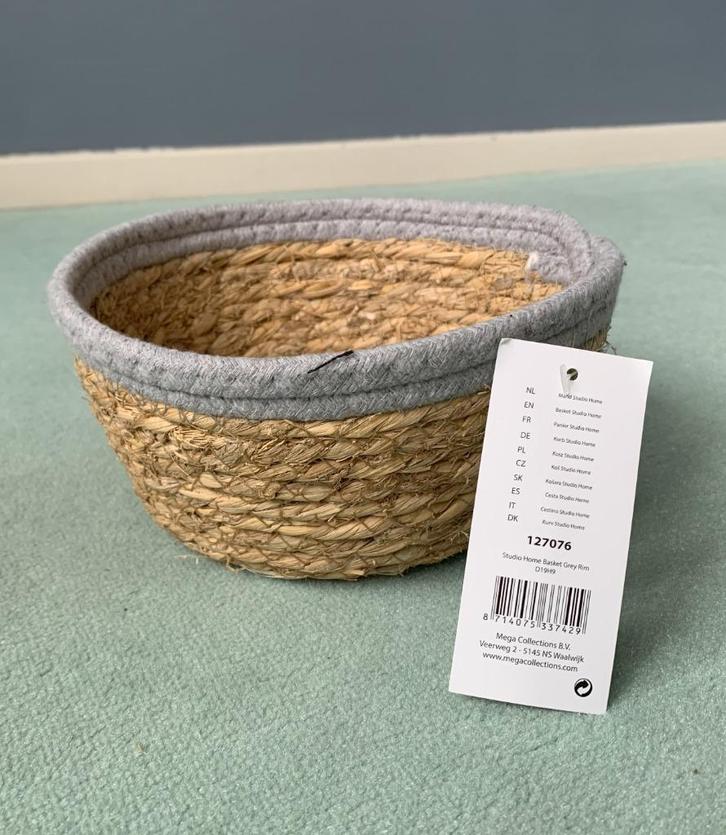 NIEUW Touw mand - Studio Home  Ø 18 cm - 8 cm hoog, Huis en Inrichting, Woonaccessoires | Schalen en Manden, Nieuw, Mand, Rond