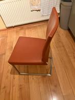Bruine design stoel met rvs frame (4 stuks), Ophalen, Bruin, Zo goed als nieuw, Metaal