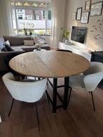 Ronde tafel hout, 150 cm hangoor, Huis en Inrichting, Ophalen, Zo goed als nieuw, Rond, 100 tot 150 cm