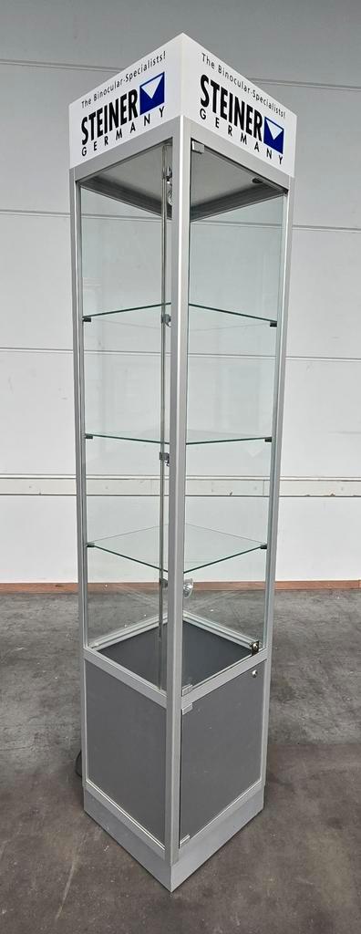 Display vitrinekast,  winkelvitrine,  aluminium vitrine, Huis en Inrichting, Kasten | Overige, Gebruikt, Ophalen
