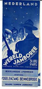 wereld jamboree 1937 folder Nederlandsche Spoorwegen, Verzamelen, Scouting, Verzenden, Gebruikt, Embleem, Speld of Insigne