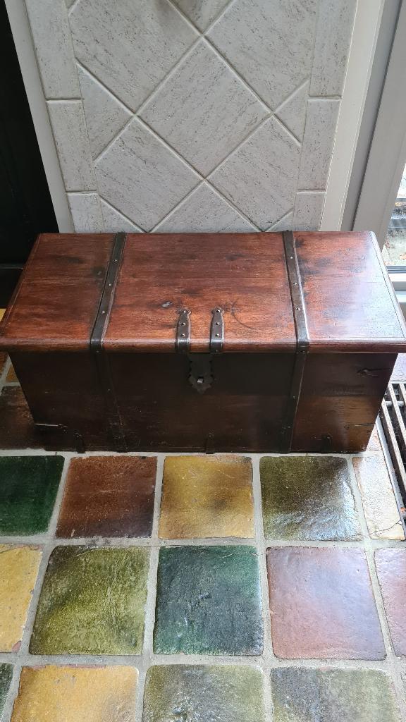 0156 - Kleine antieke houten dekenkist - Rustiek, Antiek en Kunst, Antiek | Meubels | Kasten, Ophalen