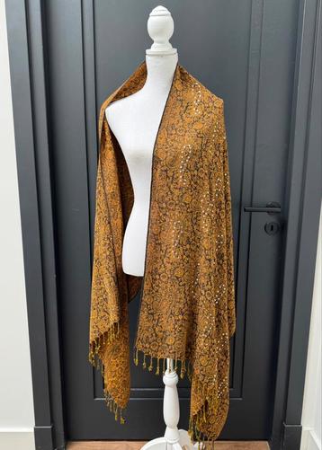 ZGAN! Geweven Paisley motief en pailletten bruine XL sjaal beschikbaar voor biedingen