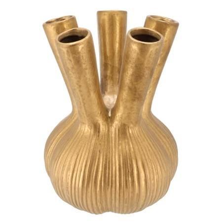 Aglio Tulpenvaas Nieuw Goud 16x19 cm Daan Kromhout, Huis en Inrichting, Woonaccessoires | Vazen, Nieuw, Overige kleuren, Minder dan 50 cm