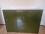 Groene kast / dressoir (olijfgroen hoogglans), Gebruikt, 100 tot 150 cm, Retro in moderne hoogglans, Ophalen of Verzenden