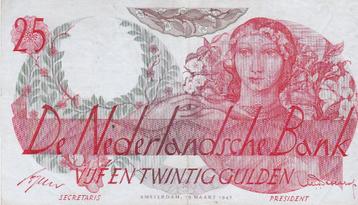 25 GULDEN BLOEMENMEISJE 1947 MOOI BILJET