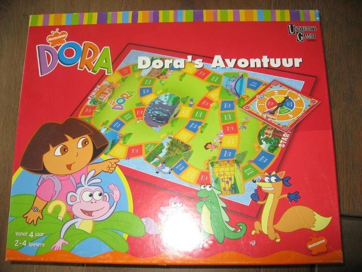 Dora's avontuur, bordspel vanaf 4 jaar, Hobby en Vrije tijd, Gezelschapsspellen | Bordspellen, Zo goed als nieuw, Een of twee spelers