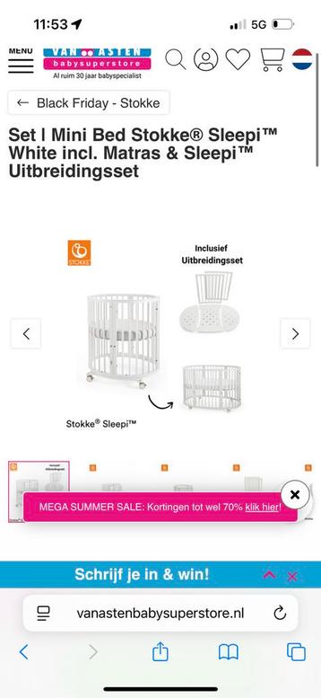 Stokke Sleepi minibed plus meegroeibed te koop beschikbaar voor biedingen