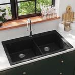 Spoelbak opbouw graniet dubbele bak zwart -nieuw in doos-, Huis en Inrichting, Keuken | Keukenelementen, 50 tot 100 cm, Nieuw