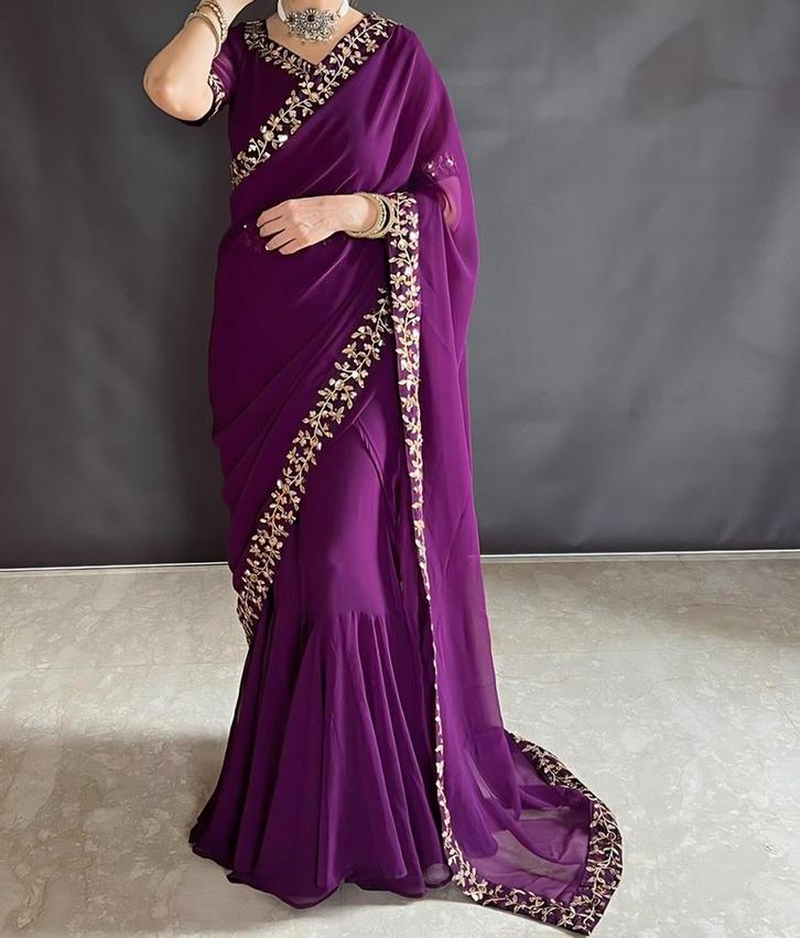 Saree, Kleding | Dames, Gelegenheidskleding, Nieuw, Overige typen, Paars, Ophalen of Verzenden