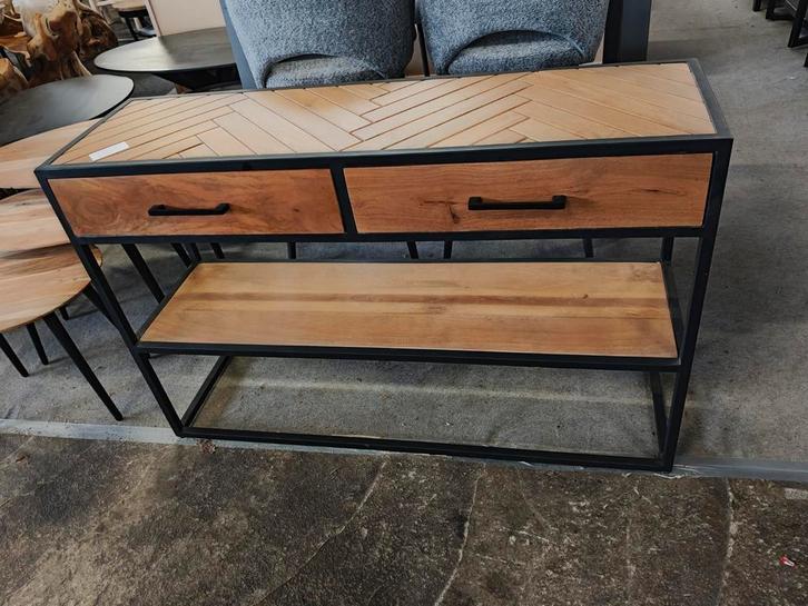 Visgraad Bijzettafel (outlet), Huis en Inrichting, Kasten | Ladekasten, Nieuw, Minder dan 100 cm, 25 tot 50 cm, Overige houtsoorten