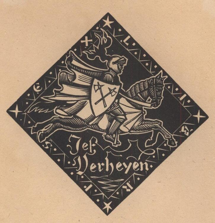 1094 Ex Libris België : Lucien de Jaegher, 1943, Antiek en Kunst, Kunst | Etsen en Gravures, Verzenden