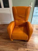 Lederen relax Fauteuil, oranje, mechanisch, Huis en Inrichting, Fauteuils, Ophalen, Zo goed als nieuw, 50 tot 75 cm, Leer