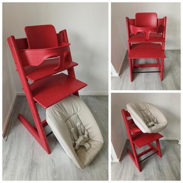 Stokke Tripp Trapp rood met babyset en newbornset  beschikbaar voor biedingen