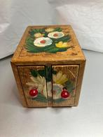 Vintage houten beschilderde kaartendoos, Ophalen of Verzenden