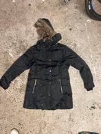 Zwarte jas met bont capuchon, Ophalen of Verzenden, Zo goed als nieuw, Maat 46/48 (XL) of groter