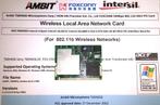 Ambit T60H656 Intersil ISL3872 Prism3 11b Mini PCI Card Wifi, Ophalen of Verzenden, Zo goed als nieuw, Intern, Ambit Hon Hai Intersil