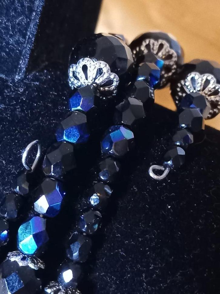 Zwarte glaskralen armband – 3 windingen, elastisch, Sieraden, Tassen en Uiterlijk, Armbanden, Nieuw, Overige materialen, Zwart