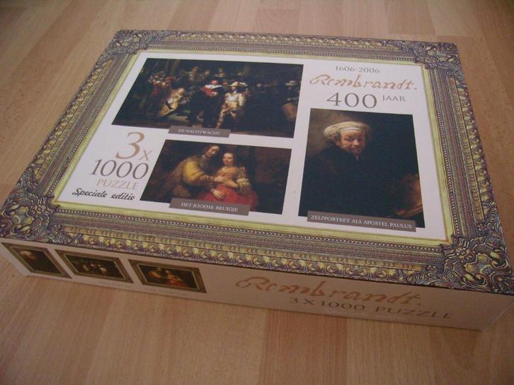 3x 1000 Puzzel Rembrandt 400 jaar, Speciale Editie, Hobby en Vrije tijd, Denksport en Puzzels, Zo goed als nieuw, Legpuzzel, 500 t/m 1500 stukjes