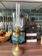 Antieke blauwe olielamp, Ophalen of Verzenden