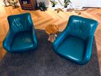 Fauteuils van leder. Draaibaar. Kleur Turkoise, Ophalen, Zo goed als nieuw, 75 tot 100 cm, 50 tot 75 cm