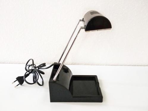 zwart verstelbare tafellamp en pennenbakje, Huis en Inrichting, Lampen | Tafellampen, Gebruikt, Minder dan 50 cm, Kunststof, Metaal