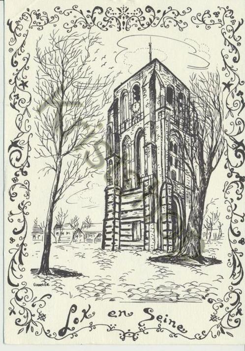 ??? Drachten ???  - pentekening  [KRST005-4575, Verzamelen, Ansichtkaarten | Nederland, Friesland, 1960 tot 1980, Verzenden