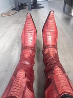 Italiaanse rode leren  puntige laarzen maat 39., Ophalen of Verzenden