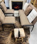 Industriële Eetbank bank met 2 stoelen licht bruin, Ophalen of Verzenden, Zo goed als nieuw, Bruin, Drie