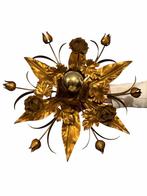 Vintage Vergulde Bloemenlamp / Lamp / Plafondlamp, Huis en Inrichting, Lampen | Plafondlampen, Ophalen of Verzenden, Gebruikt