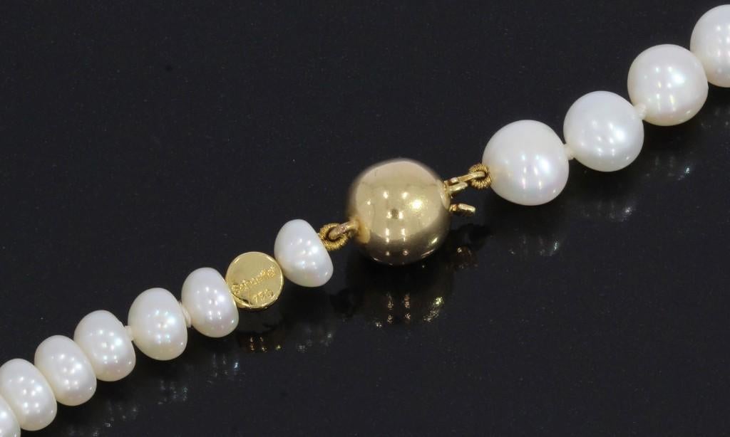 Schoeffel parel ketting 18k slot goud maan toermalijn hanger, Voordeelsieraden, Verzenden, Zo goed als nieuw, Met edelsteen