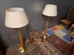 2 hele mooie vloerlampen goudkleurig crème kap Izgst. Zie,, Ophalen, Zo goed als nieuw
