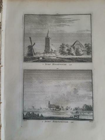 349-350*/ dorp Hoogtwoude en Eertswoude kopergravure 1752 beschikbaar voor biedingen