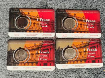 2 sets Coincard van 1 Frank / Franc zonder Monarch, 4 totaal beschikbaar voor biedingen