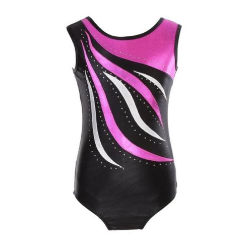 Turnpakje zwart roze 116 122 128 134 140 146 152 158 164, Sport en Fitness, Turnen, Nieuw, Turnpak(je), Zwart, Ophalen of Verzenden