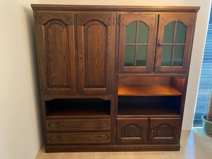 Set van 2 antieke massief houten kasten, in zeer goede staat, Antiek en Kunst, Antiek | Meubels | Kasten, Ophalen