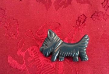 Broche. Terriër. Scotty dog Jaren '60. Plastic. Blauw/grijs. beschikbaar voor biedingen
