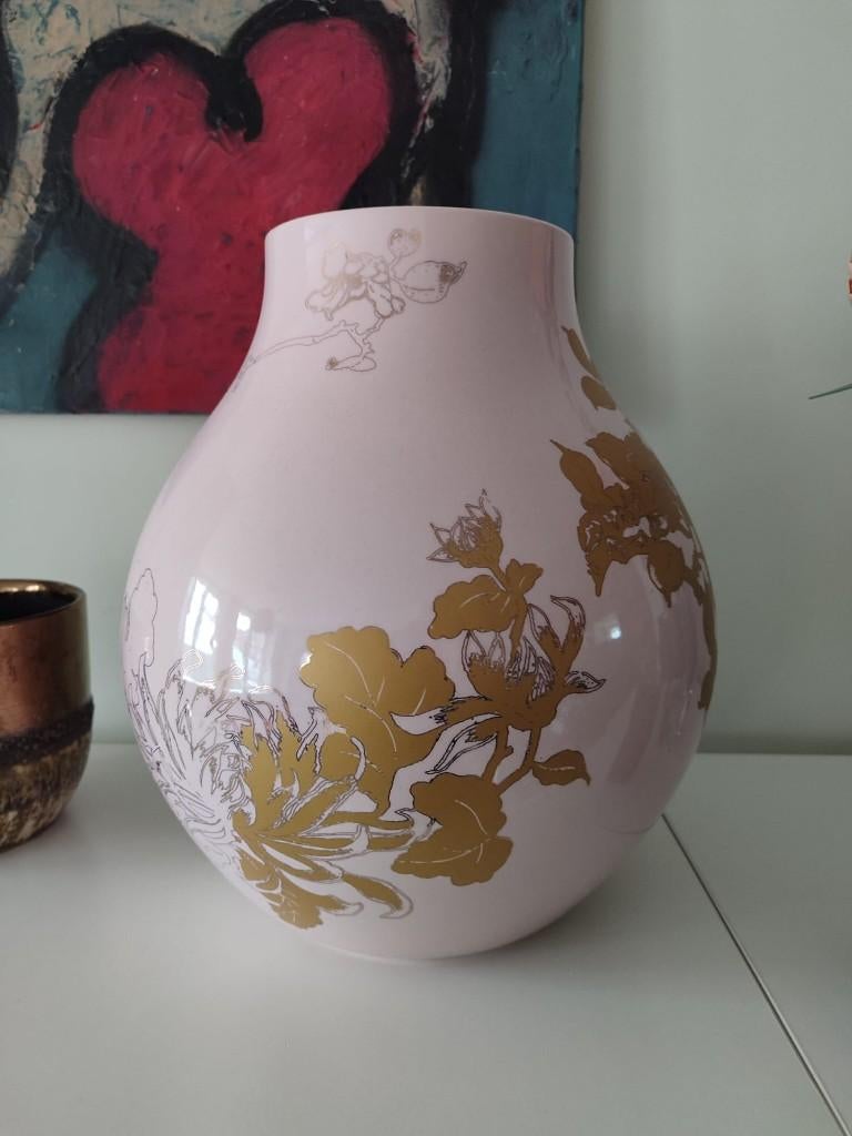 Roze vaas met goud IKEA JONSBERG Hella Jongerius, Huis en Inrichting, Woonaccessoires | Vazen, Zo goed als nieuw, Overige kleuren