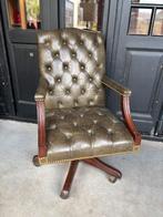 Chesterfield Bureau stoel Antiekgroen igs, Huis en Inrichting, Fauteuils, Gebruikt, Engels Chique, 50 tot 75 cm, Chesterfield