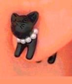 Oorbellen kat, Verzenden, Nieuw, Zwart, Knopjes of Stekers