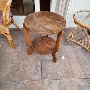 Vintage Bloemen Tafeltje Rond - Ø50cm beschikbaar voor biedingen