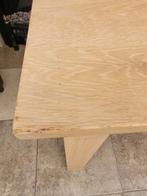 Houten tafel met 4 mooie velours donkerblauw beklede stoelen, Huis en Inrichting, Tafels | Salontafels, Ophalen, Gebruikt, 50 tot 100 cm