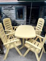 Nieuw: Gele tuinset tuintafel met 4 standenstoelen, Tuin en Terras, Ophalen, Nieuw, Kunststof