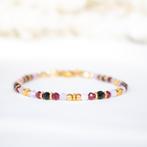 Armband met zwarte toermalijn, granaat & kunziet, Nieuw, Ophalen of Verzenden, Roze, Met edelsteen