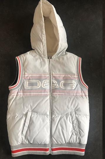 D&G bodywarmer grijs rood wit Dolce Gabbana jasje XS S 34 36